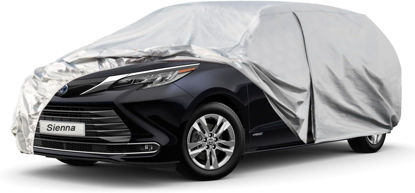 Picture of Kayme 6 Layers Car Cover Custom Fit for Toyota Sienna (1997-2024) Waterproof All Weather for Automobiles, Outdoor Full Cover Rain Sun UV Protection.Silver