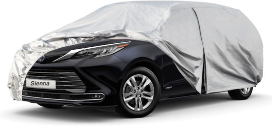 Picture of Kayme 6 Layers Car Cover Custom Fit for Toyota Sienna (1997-2024) Waterproof All Weather for Automobiles, Outdoor Full Cover Rain Sun UV Protection.Silver