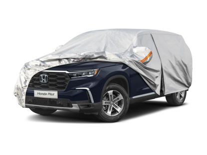 Picture of Kayme 6 Layers SUV Car Cover Custom Fit for Honda Pilot (2008-2025) Waterproof All Weather for Automobiles, Outdoor Full Cover Rain Sun UV Protection.Silver