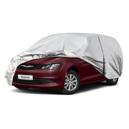 Picture of Kayme 6 Layers Car Cover Custom Fit for Chrysler Voyager/Pacifica (2016-2024) Waterproof All Weather for Automobiles, Outdoor Full Cover Rain Sun UV Protection.Silver