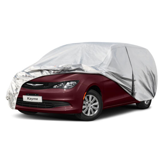 Picture of Kayme 6 Layers Car Cover Custom Fit for Chrysler Voyager/Pacifica (2016-2024) Waterproof All Weather for Automobiles, Outdoor Full Cover Rain Sun UV Protection.Silver