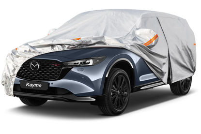 Picture of Kayme 6 Layers SUV Car Cover Custom Fit for Mazda CX-5 CX5 (2012-2025) Waterproof All Weather for Automobiles, Outdoor Full Cover Rain Sun UV Protection.Silver