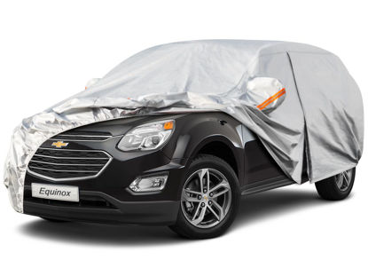 Picture of Kayme 6 Layers SUV Car Cover Custom Fit for Chevrolet Chevy Equinox (2005-2025) Waterproof All Weather for Automobiles, Outdoor Full Cover Rain Sun UV Protection.Silver