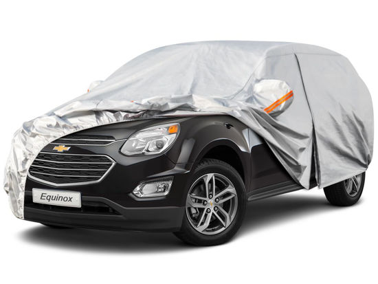 Picture of Kayme 6 Layers SUV Car Cover Custom Fit for Chevrolet Chevy Equinox (2005-2025) Waterproof All Weather for Automobiles, Outdoor Full Cover Rain Sun UV Protection.Silver
