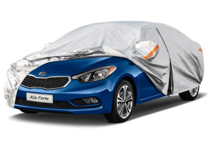 Picture of Kayme 6 Layers Car Cover Custom Fit for Kia Forte (2017-2024) Waterproof All Weather for Automobiles, Outdoor Full Cover Rain Sun UV Protection.Silver