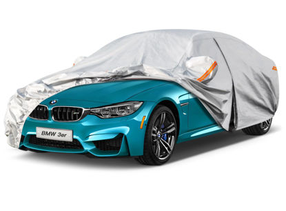 Picture of Kayme 6 Layers Car Cover Custom Fit for BMW 3 Series 320i 325i 328i 330i 335i (2013-2024) Waterproof All Weather for Automobiles, Outdoor Full Cover Rain Sun UV Protection.Silver