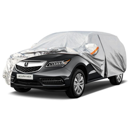 Picture of Kayme 6 Layers SUV Car Cover Custom Fit for Acura MDX (2001-2024) Waterproof All Weather for Automobiles, Outdoor Full Cover Rain Sun UV Protection.Silver