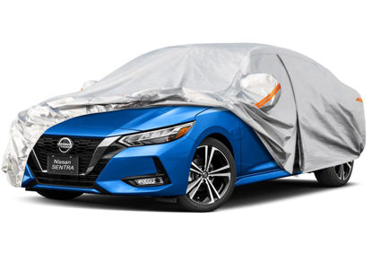 Picture of Kayme 6 Layers Car Cover Custom Fit for Nissan Sentra (2000-2025) Waterproof All Weather for Automobiles, Outdoor Full Cover Rain Sun UV Protection.Silver