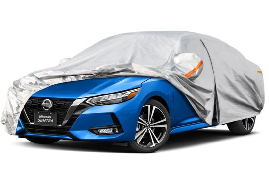 Picture of Kayme 6 Layers Car Cover Custom Fit for Nissan Sentra (2000-2025) Waterproof All Weather for Automobiles, Outdoor Full Cover Rain Sun UV Protection.Silver