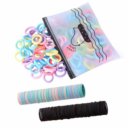 Picture of 300 Pack Hair Ties BEoffer Baby Toddlers Girls Elastics Hair bands Black Colorful Small Rubber Bands Ponytail Pigtails Holders Not Harm to Hair (Color B)