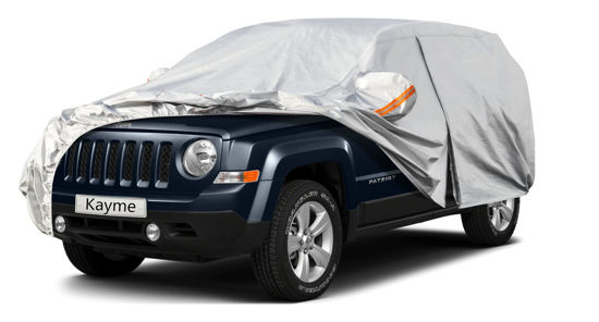 Picture of Kayme 6 Layers SUV Car Cover Custom Fit for Jeep Patriot (2007-2017) Waterproof All Weather for Automobiles, Outdoor Full Cover Rain Sun UV Protection.Silver