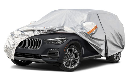 Picture of Kayme 6 Layers SUV Car Cover Custom Fit for BMW X5 (2007-2025) Waterproof All Weather for Automobiles, Outdoor Full Cover Rain Sun UV Protection.Silver