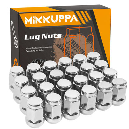Picture of MIKKUPPA 24PCS M12x1.5 Lug Nuts - 3/4" Hex, 1.38" Tall, 0.9" Wide - Replacement for 1995-2013 Toyota Tacoma, 1984-2013 Toyota 4Runner Aftermarket Wheel - Chrome Acorn Closed End Solid Lug Nuts