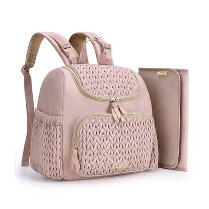 Picture of mommore Diaper Bag Small Diaper Backpack Stylish Toddler Baby Mini Maternity Bags Travel Backpacks with Insulated Pockets, Changing Pad, Stroller Straps