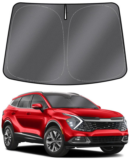 Picture of Mixsuper Liner Windshield Sun Shade for Kia Sportage 2023 2024 Windshield Sunshades Front Window Sun Shades Cover for Sportage Accessories Foldable Sun Visor Keep Cool Block UV Heat