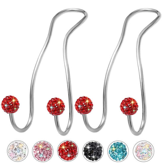 Picture of MTGOCHA Bling Purse Hook for Car Headrest Hooks Upgraded Cute Car Purse Hooks Car Seat Hooks for Headrest Metal Car Bag Hooks Car Purse Holder Hook Hanger Bling Car Accessories for Women,Red