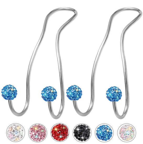 Picture of MTGOCHA Bling Purse Hook for Car Headrest Hooks Upgraded Cute Car Purse Hooks Car Seat Hooks for Headrest Metal Car Bag Hooks Car Purse Holder Hook Hanger Bling Car Accessories for Women,Light Blue