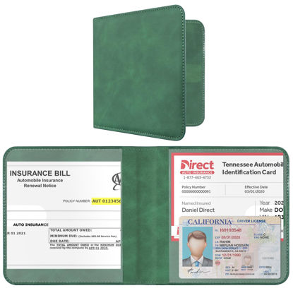 Picture of CoBak Car Registration and Insurance Holder - Vehicle Glove Box Car Organizer, Auto Truck Comparment Accessories Case for Essential Document, Driver License, Cards (Emerald)