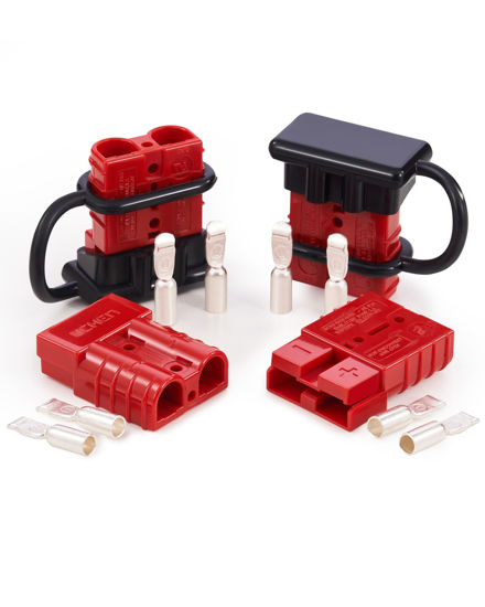 Picture of Orion Motor Tech Wire Connector 4 Pack, 50A Wire Harness Plug Kit for 6-12 Gauge Cables, 12V-36V Battery Quick Connect Disconnect Set for Car Bike ATV Winches Lifts Motors More, Set of 4, Red