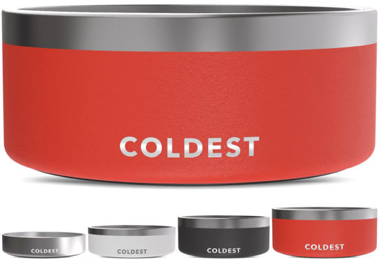 Picture of Coldest Dog Bowl - Anti Rust Metal & Non Slip Dog Bowls Large, Spill Proof Heavy Duty 3 Layers Insulated Dog Bowl - Food and Water Bowl for Dogs, Cats & Pets, Dishwasher Safe (100 oz, Crimson Red)