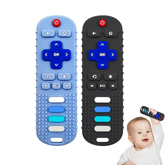 Picture of YAPROM 2Pcs Silicone Teething Toys, TV Remote Teether Toys for Baby Remote Teething Toys, Silicone Toy Remote for Infant&Toddler Boys Girls BPA Free/Refrigerator Safe