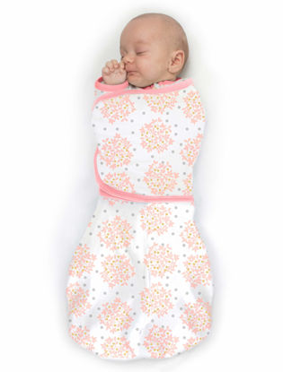 Picture of SwaddleDesigns 6-Way Omni Swaddle Sack for Newborn with Wrap & Arms Up Sleeves & Mitten Cuffs, Easy Swaddle Transition, Better Sleep for Baby Boys & Baby Girls, Heavenly Floral, Small, 0-3 Months