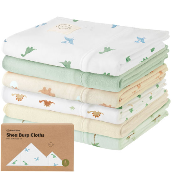 Picture of Organic Burp Cloths Baby Girl, Boy - 6-Pack Large Baby Burp Cloths, Super Absorbent Burping Cloths for Babies, Soft & Plush Cotton Burp Cloth, Spit Up Burp Rags, Newborn Burp Clothes (Roarsome)