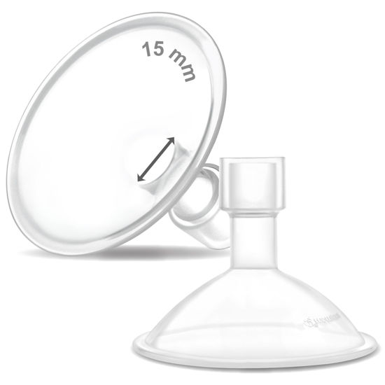 Picture of Maymom MyFit Crater Series 15mm Two-Piece Design Small Breastshield Compatible with Medela Breast Pumps; Not Original Medela Pump Parts; Replace Medela Shields; Fit Flex Connector; 2pc