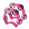 Picture of Cheerock Pack of 2 Plastic Percussion Handheld Tambourines with 4 Jingle Bells, Pink Mini Hand Bell Percussion, Musical Rhythm Instruments for Kids, Adults, School and Party