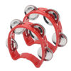 Picture of Cheerock Pack of 2 Plastic Percussion Handheld Tambourines with 4 Jingle Bells, Red Mini Hand Bell Percussion, Musical Rhythm Instruments for Kids, Adults, School and Party