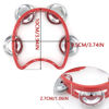 Picture of Cheerock Pack of 2 Plastic Percussion Handheld Tambourines with 4 Jingle Bells, Red Mini Hand Bell Percussion, Musical Rhythm Instruments for Kids, Adults, School and Party
