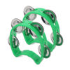 Picture of Cheerock Pack of 2 Plastic Percussion Handheld Tambourines with 4 Jingle Bells, Green Mini Hand Bell Percussion, Musical Rhythm Instruments for Kids, Adults, School and Party