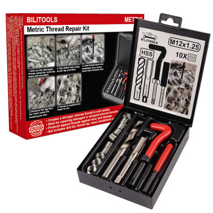 Picture of BILITOOLS M12x1.25 Thread Repair Kit, HSS Drill Helicoil Repair Kit Metric
