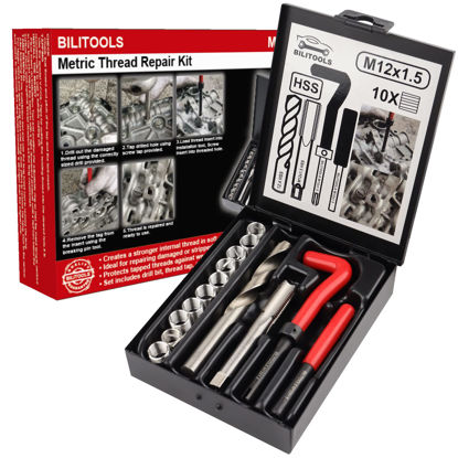 Picture of BILITOOLS M12x1.5 Thread Repair Kit, HSS Drill Helicoil Repair Kit Metric