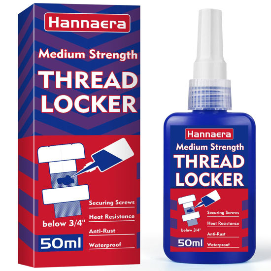 Picture of Thread Lock Blue 1.69 Fl oz/50 ml Medium Strength, Lock & Seal Nuts, Bolts, Fasteners and Metals, Blue Threadlocker Against Losening and Leakage