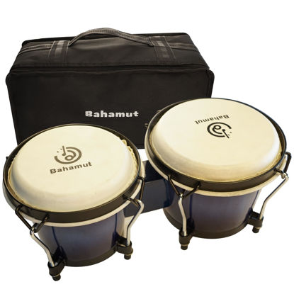 Picture of BAHAMUT Bongo Drum Set, 6"+7" Wooden Bongos for Adults & Kids Beginners, Ideal Percussion for Education and Practice, Comes with Tuning Wrench & Waterproof Bag