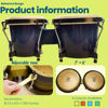 Picture of BAHAMUT Bongo Drum Set, 6"+7" Wooden Bongos for Adults & Kids Beginners, Ideal Percussion for Education and Practice, Comes with Tuning Wrench & Waterproof Bag