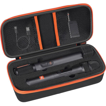 Picture of LZSIG Wireless Microphone Case Compatible with JBL 2 Mic with Adjustable DIY Foam, Partybox Mic Portable Travel Storage Bag for Receiver, Batteries and Other Accessories, Karaoke (Box ONLY) - Black
