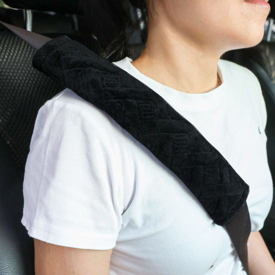 Picture of JUSTTOP 2-Pack Universal Car Seat Belt Pads Cover for A More Comfortable Driving, Seat Belt Shoulder Strap Covers Harness Pad for Car Interior Accessories(Black)