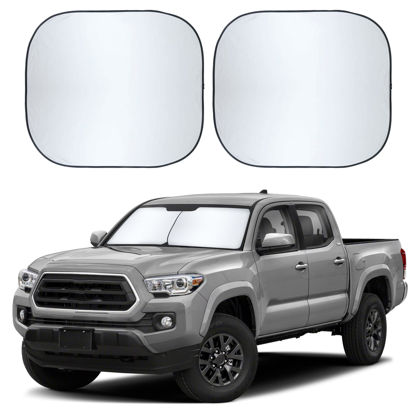 Picture of Autovir 2 Piece Truck Windshield Sun Shade Foldable | Front Windshield Shade for Superior Sun, Heat, and UV Rays Protection | Square Sunshade for Car Ensuring Interior Protection | Large (36"x32.5")