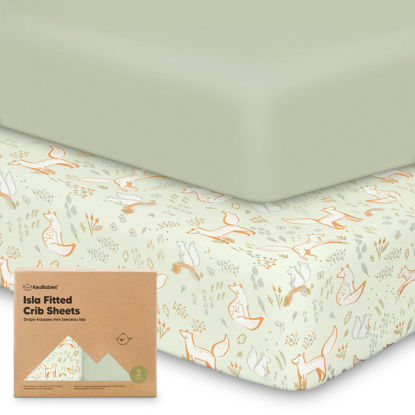 Picture of 2-Pack Crib Sheets for Boys, Girls - Viscose Derived from Bamboo Fitted Crib Sheet, Baby Crib Sheets Neutral, Crib Mattress Sheet, Toddler Bed Sheets, Baby Sheets for Crib Fitted Sheets (Foxtrot)