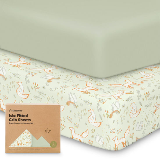 Picture of 2-Pack Crib Sheets for Boys, Girls - Viscose Derived from Bamboo Fitted Crib Sheet, Baby Crib Sheets Neutral, Crib Mattress Sheet, Toddler Bed Sheets, Baby Sheets for Crib Fitted Sheets (Foxtrot)