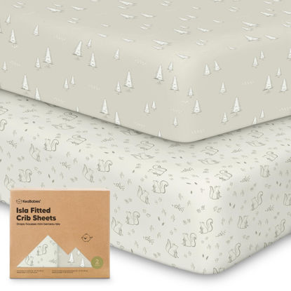 Picture of 2-Pack Crib Sheets for Boys, Girls - Viscose Derived from Bamboo Fitted Crib Sheet, Baby Crib Sheets Neutral, Crib Mattress Sheet, Toddler Bed Sheets, Baby Sheets for Crib Fitted Sheets (Pine Grove)