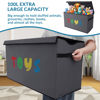 Picture of YOLOXO Toy Box Chest, Collapsible Sturdy Storage Bins with Lids, Extra Large Kids Toy Storage Organizer Boxes Bins Baskets for Kids, Boys, Girls, Nursery Room, Playroom, Closet (A-TBX-GRAY-MULTI)