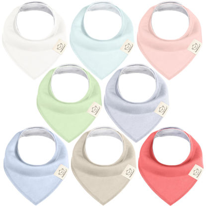 Picture of 8-Pack Organic Baby Bandana Drool Bibs for Girls - Super Absorbent Baby Bibs for Baby Girls, Baby Boys, Soft Cotton Bandana Bibs, Baby Drool Bib, Teething Bibs for Infant, Toddler, Bib Girl (Spring)
