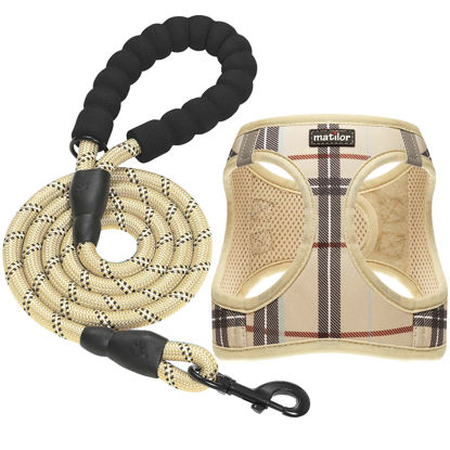 Picture of matilor Dog Harness Step-in Breathable Puppy Cat Dog Vest Harnesses for Small Medium Dogs Beige