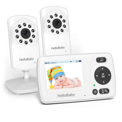 Picture of HelloBaby Monitor with 2 Cameras, 2.4'' Portable Travel Screen Baby Monitor No WiFi, 1000ft Long Range Video Baby Monitor, Night Vision, VOX Mode-Power Saving, Baby Safety Camera,for Baby/Pet/Elder