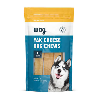 Picture of Amazon Brand - Wag Yak Cheese Dog Chews, for Large Size Dogs, 35-55 lbs, 3 Count, 9.9 oz