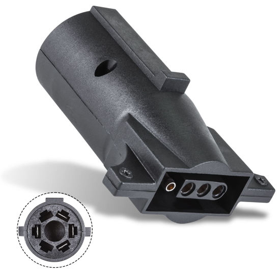 Picture of True Mods 7-Way Blade to 4-Way Flat Trailer Adapter [Nickel-Plated Copper Terminals] [Rugged Nylon Housing] [Compact Design] 7-pin to 4-pin Trailer Wiring Plug Adapter