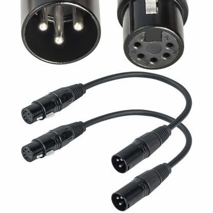 Picture of SiYear XLR Male 3 Pin to XLR Female 5 Pin DMX 512 Turnaround DMX Stage Light Cable, XLR3M to XLR5F Adaptor Cable (12inch / 2Pack)